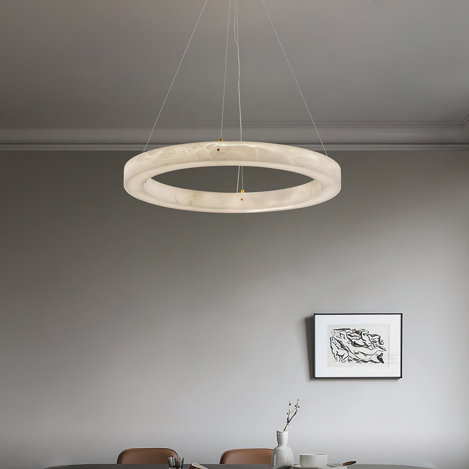 Ember Oak & Co. Alabaster Alabaster Ring Chandelier