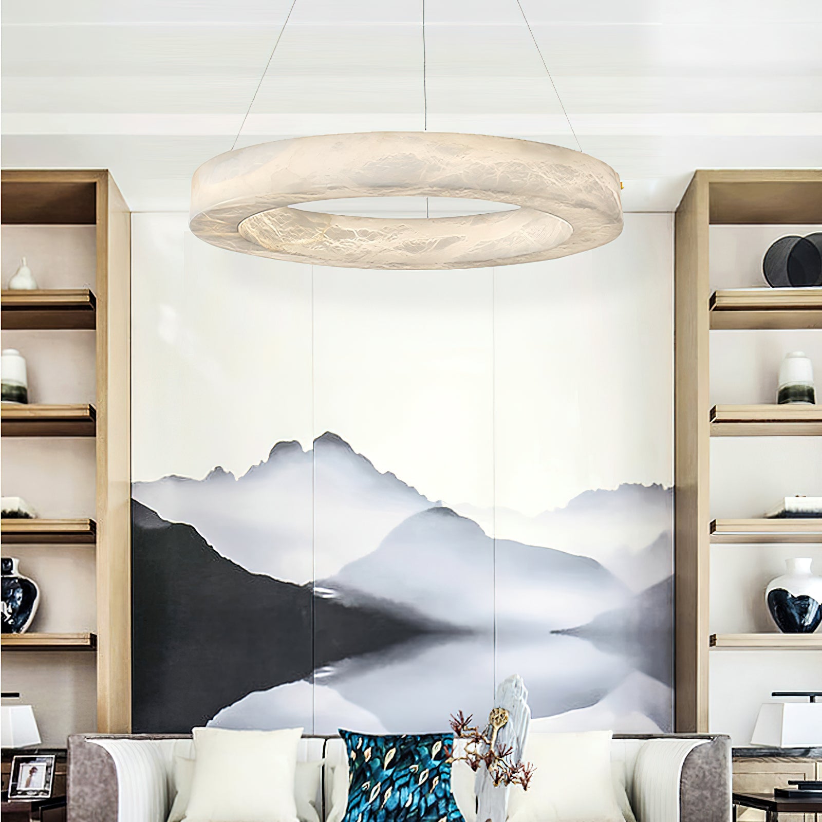 Ember Oak & Co. Alabaster Alabaster Ring Chandelier