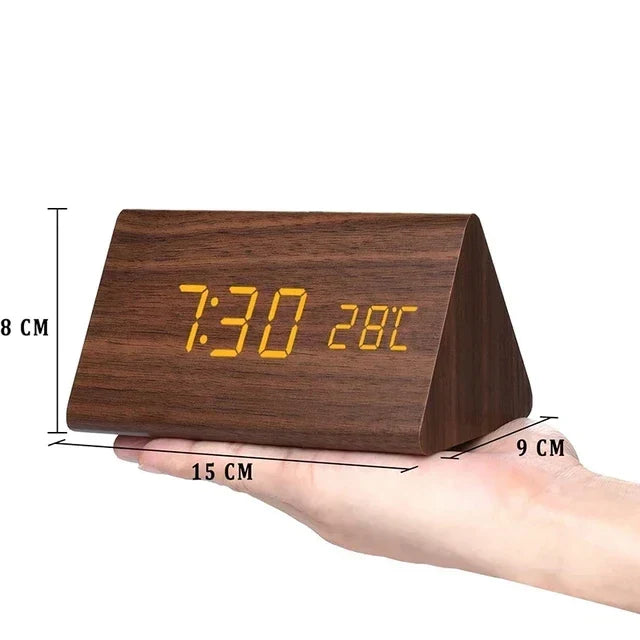 Ember Oak & Co. Wooden LED Smart Alarm Clock with Voice Control