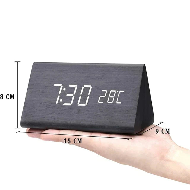 Ember Oak & Co. Wooden LED Smart Alarm Clock with Voice Control