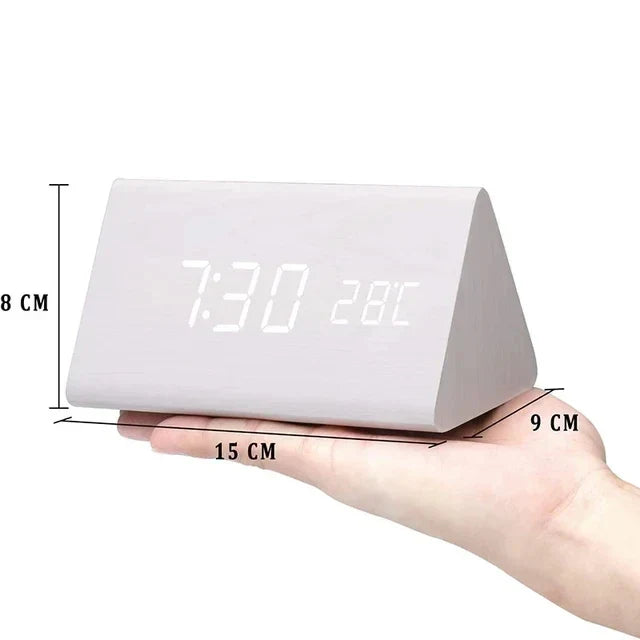 Ember Oak & Co. Wooden LED Smart Alarm Clock with Voice Control