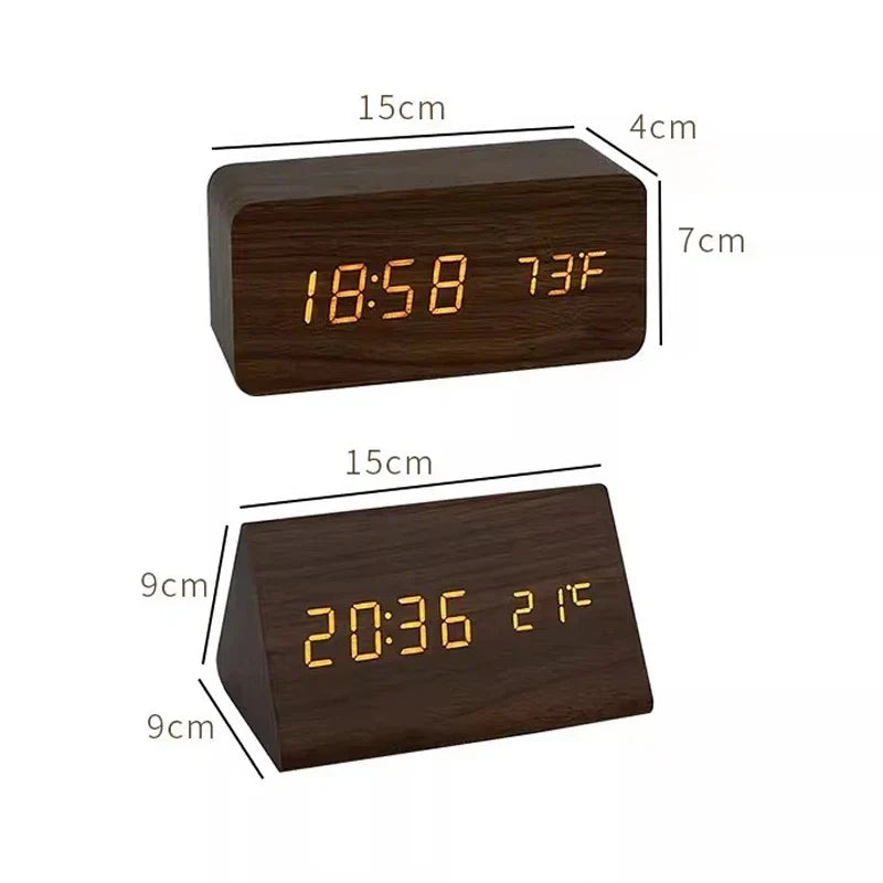 Ember Oak & Co. Wooden LED Smart Alarm Clock with Voice Control