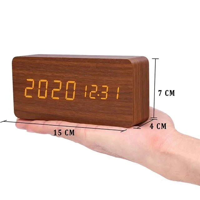 Ember Oak & Co. Wooden LED Smart Alarm Clock with Voice Control