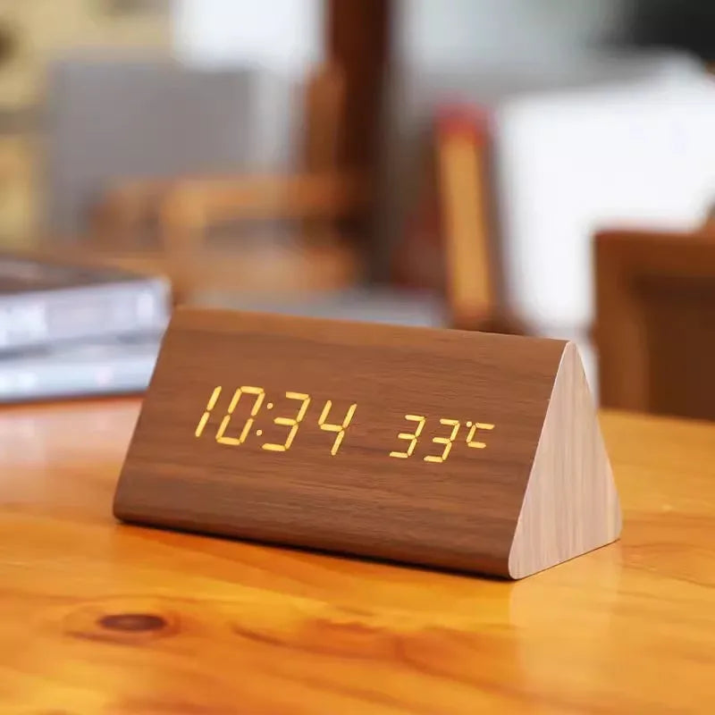 Ember Oak & Co. Wooden LED Smart Alarm Clock with Voice Control