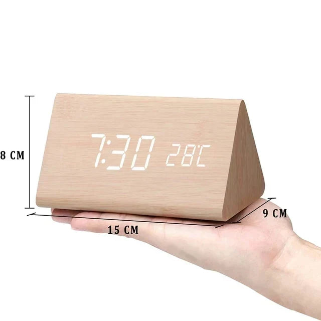 Ember Oak & Co. Wooden LED Smart Alarm Clock with Voice Control