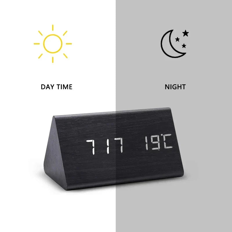 Ember Oak & Co. Wooden LED Smart Alarm Clock with Voice Control