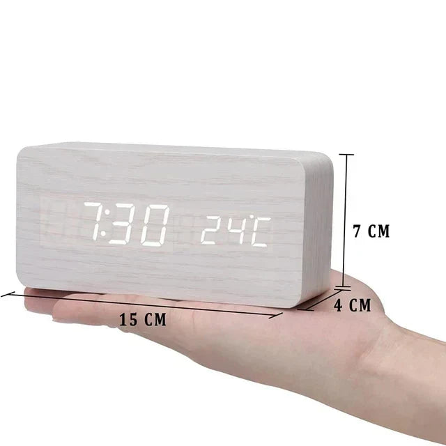 Ember Oak & Co. Wooden LED Smart Alarm Clock with Voice Control