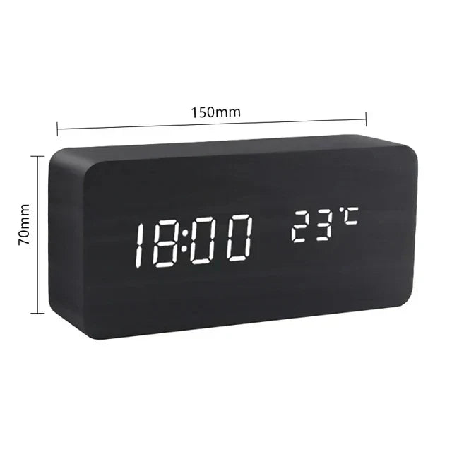 Ember Oak & Co. Wooden LED Smart Alarm Clock with Voice Control
