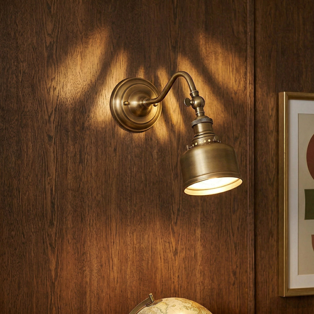 Ember Oak & Co. Addison Gooseneck Wall Lamp — Solid Brass Finish