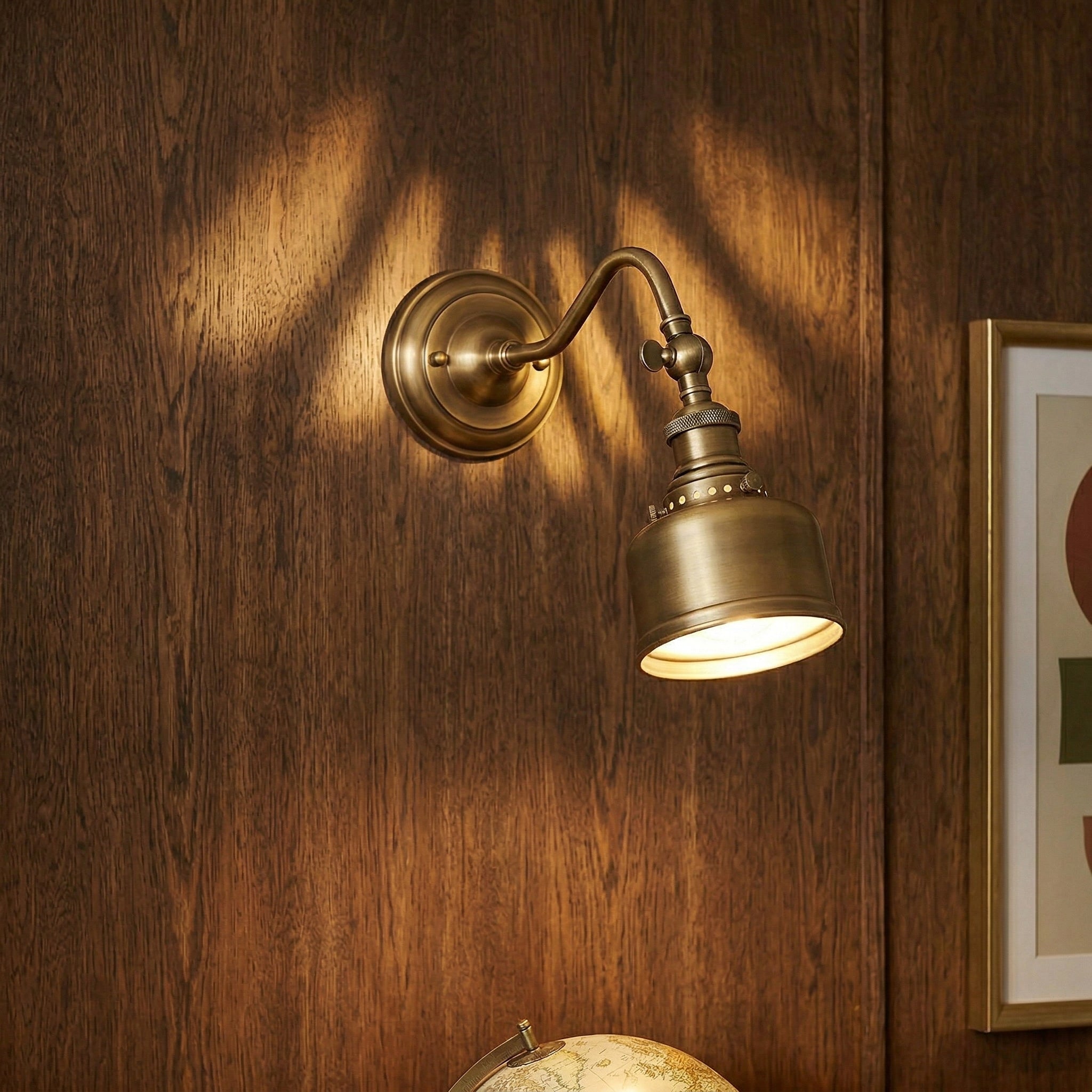 Ember Oak & Co. Addison Gooseneck Wall Lamp — Solid Brass Finish