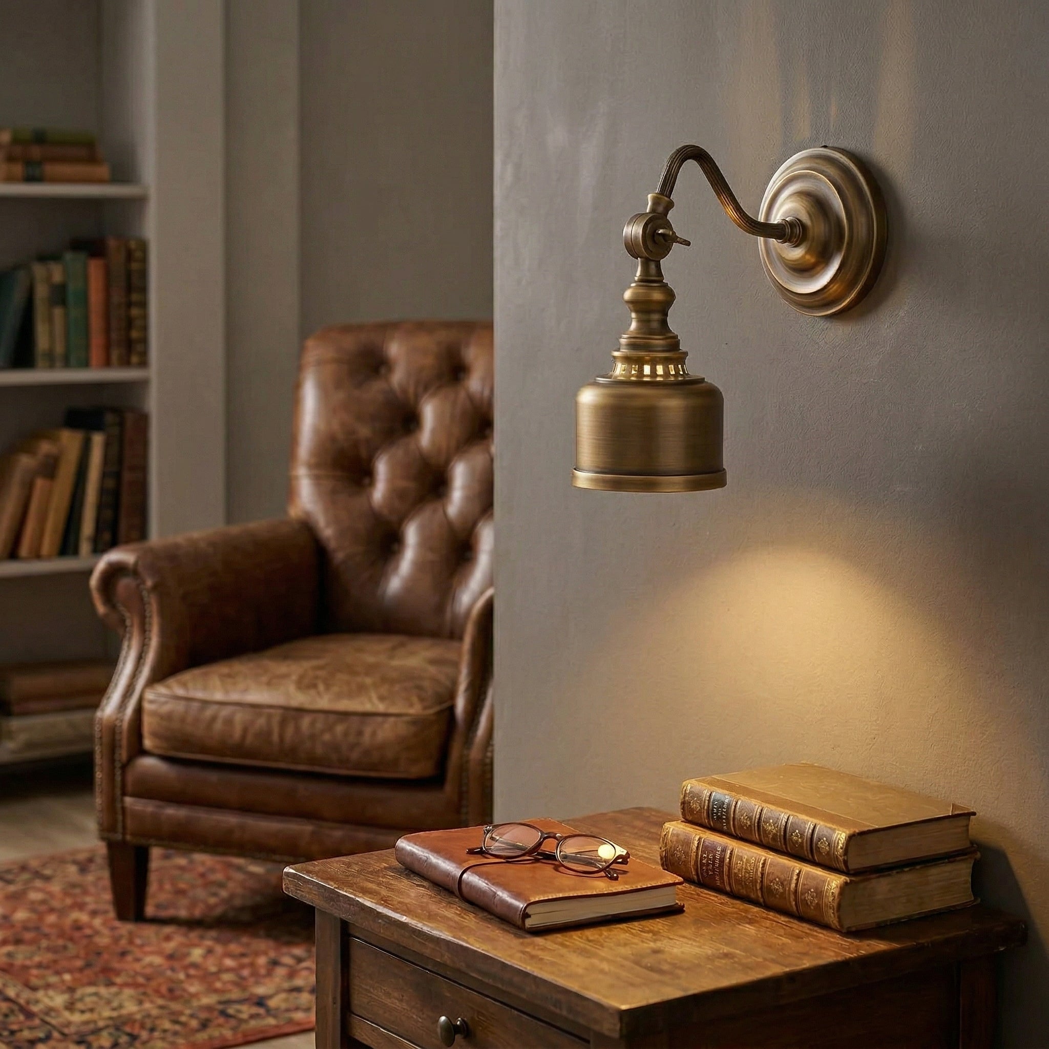 Ember Oak & Co. Addison Gooseneck Wall Lamp — Solid Brass Finish