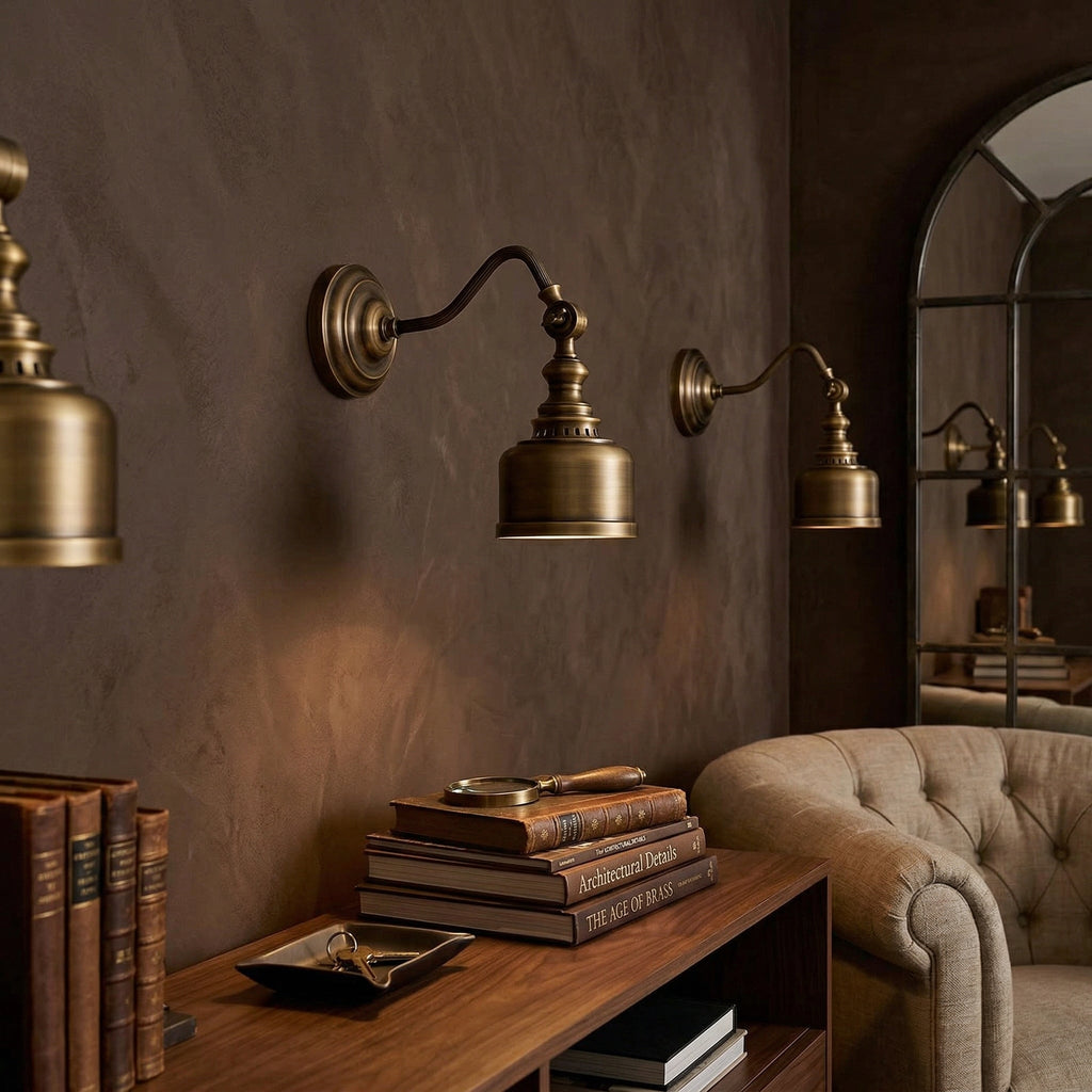 Ember Oak & Co. Addison Gooseneck Wall Lamp — Solid Brass Finish