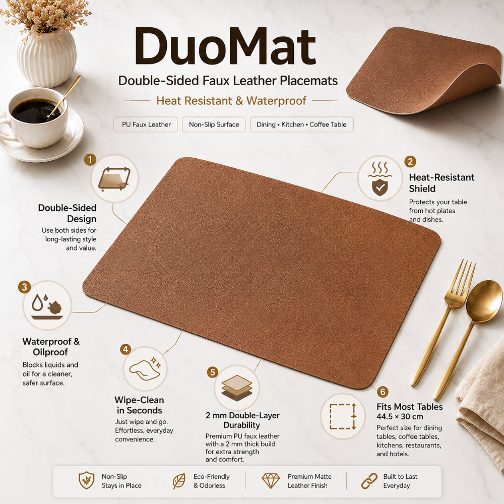 Ember Oak & Co. DuoMat Reversible Faux Leather Placemats Set
