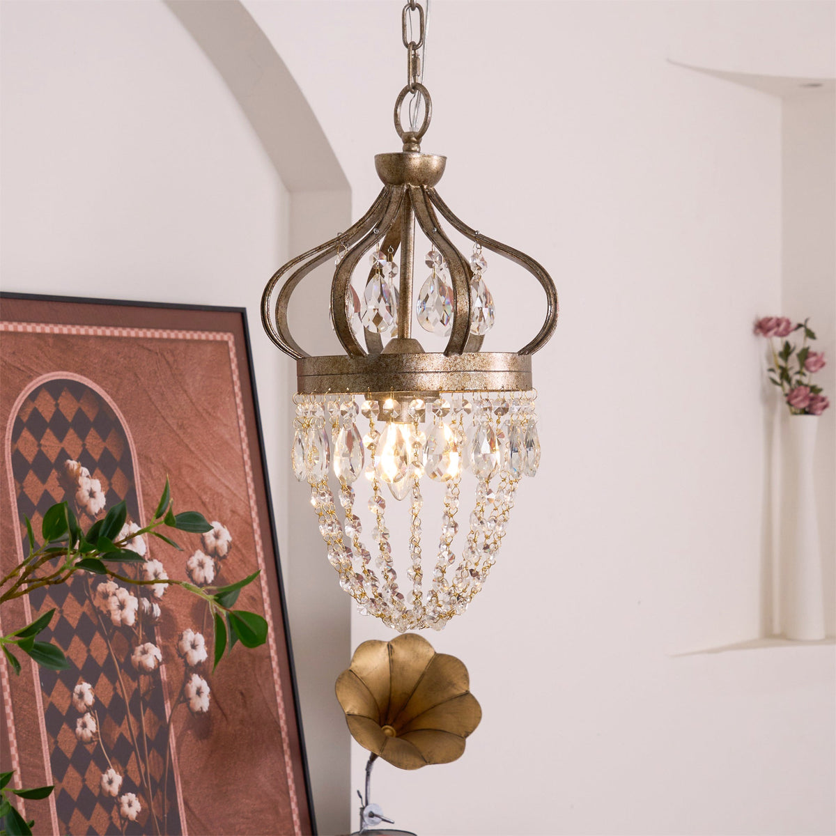 Ember Oak & Co. Abella Crystal Teardrop LED Chandelier