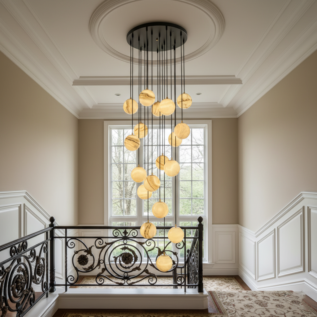 Ember Oak & Co. Alabaster Balls Cluster Chandelier