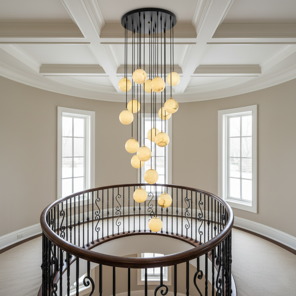 Ember Oak & Co. Alabaster Balls Cluster Chandelier