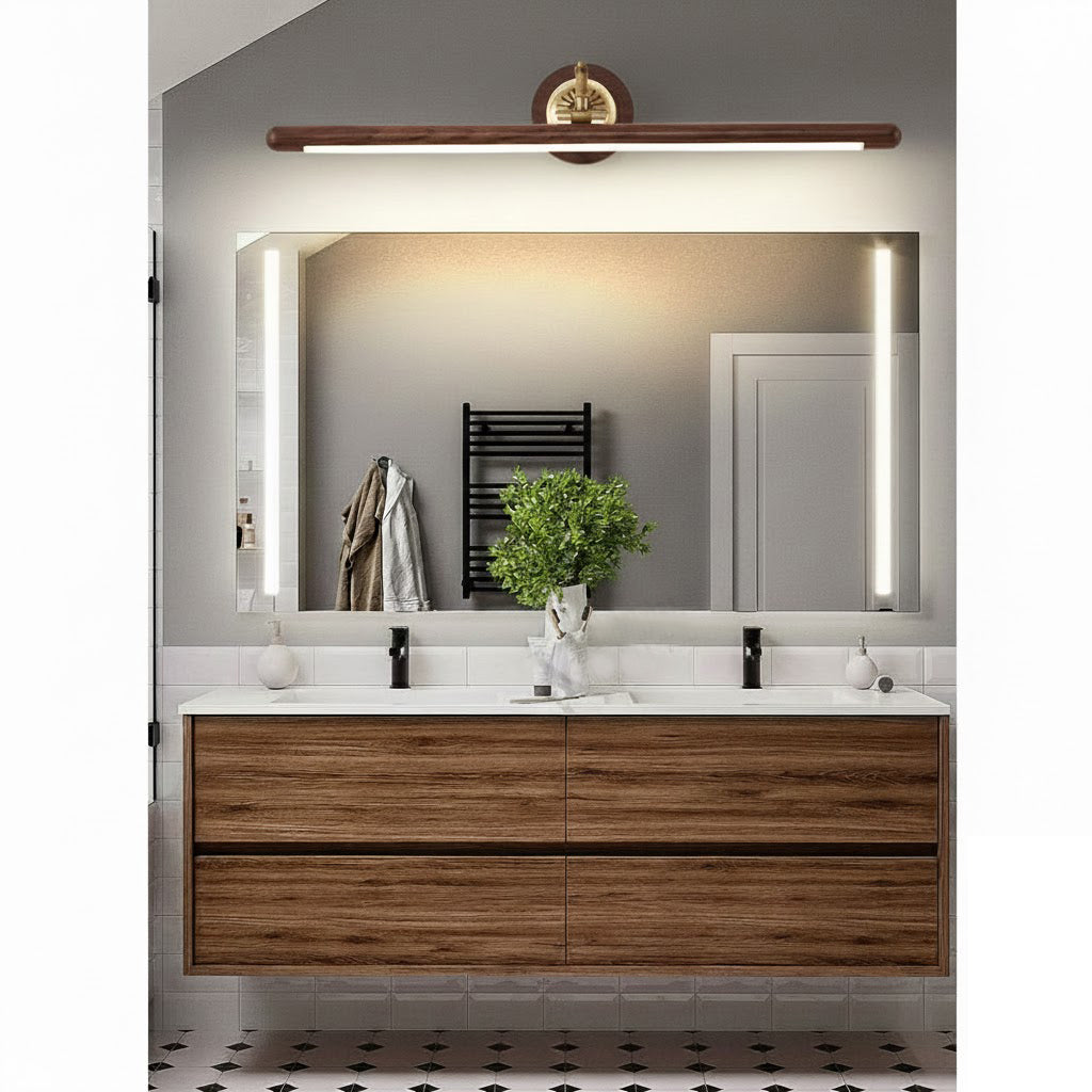 Ember Oak & Co. Adjustable Brass Walnut Picture Wall Lamp