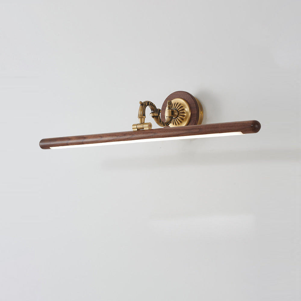 Ember Oak & Co. Adjustable Brass Walnut Picture Wall Lamp