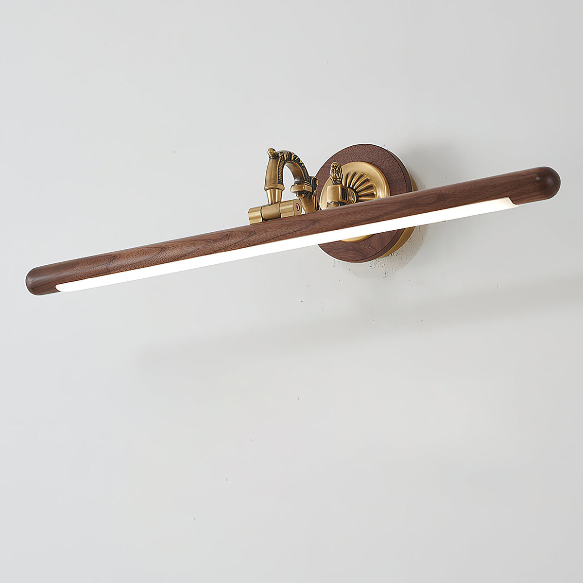 Ember Oak & Co. Adjustable Brass Walnut Picture Wall Lamp