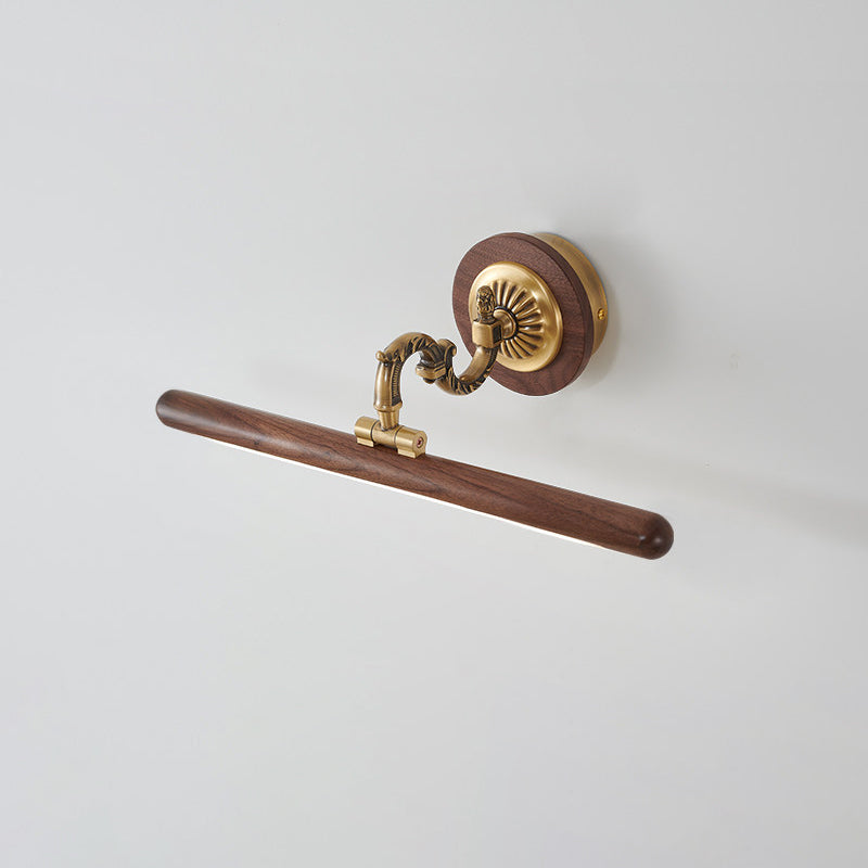 Ember Oak & Co. Adjustable Brass Walnut Picture Wall Lamp