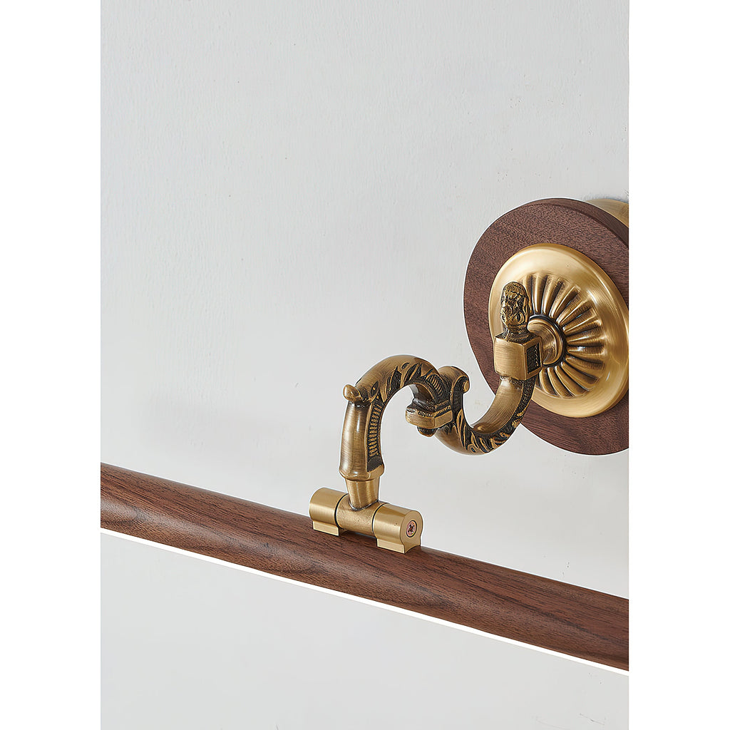Ember Oak & Co. Adjustable Brass Walnut Picture Wall Lamp