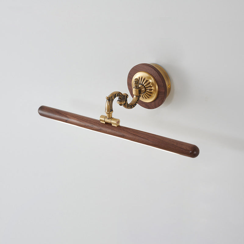 Ember Oak & Co. Adjustable Brass Walnut Picture Wall Lamp