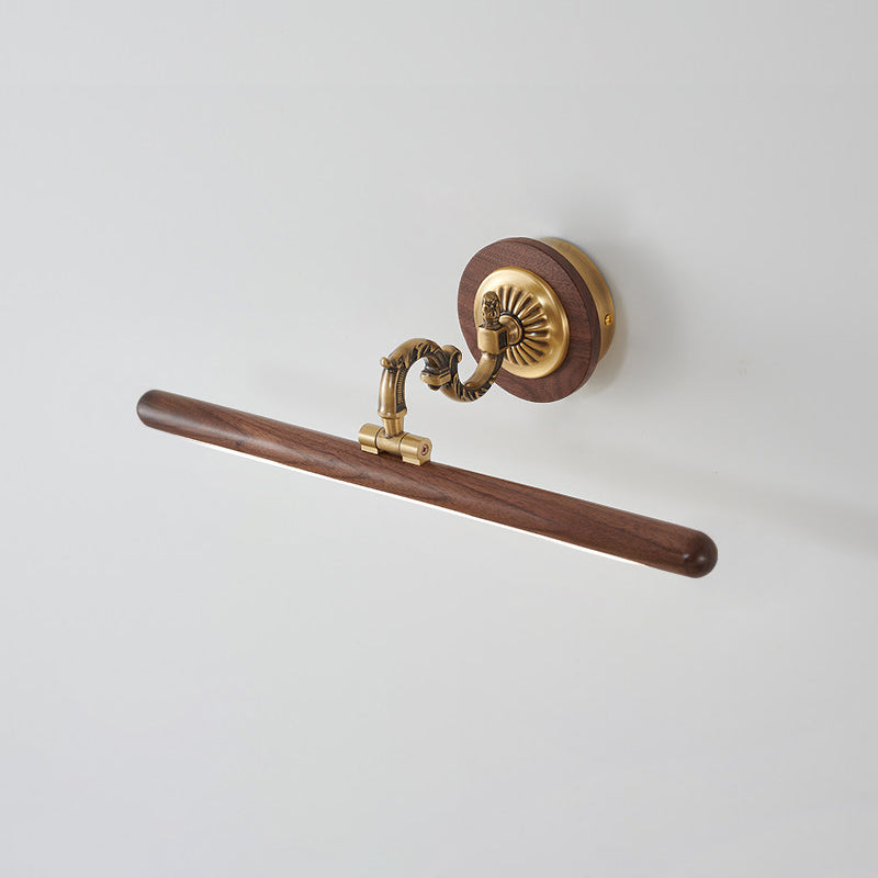 Ember Oak & Co. Adjustable Brass Walnut Picture Wall Lamp