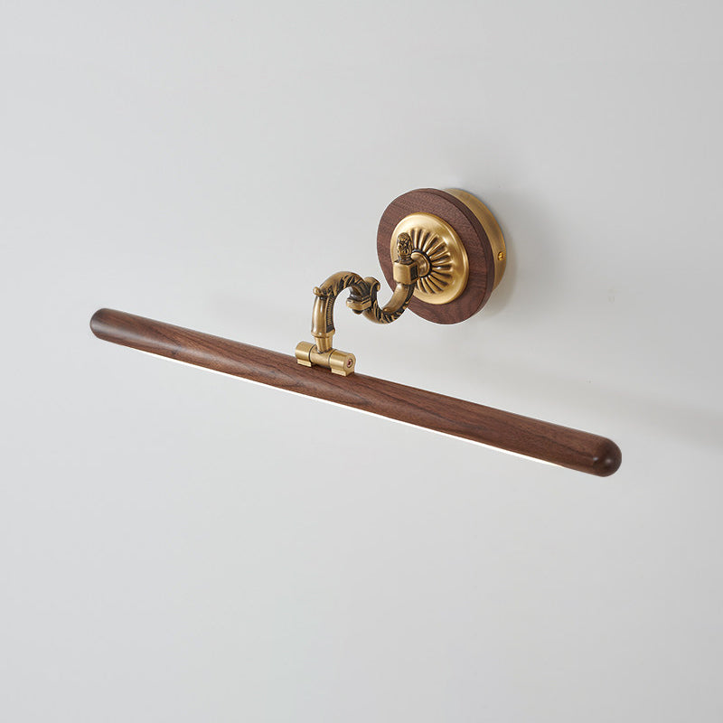 Ember Oak & Co. Adjustable Brass Walnut Picture Wall Lamp