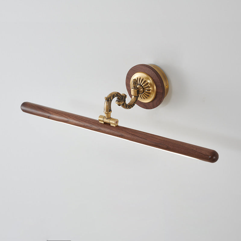 Ember Oak & Co. Adjustable Brass Walnut Picture Wall Lamp