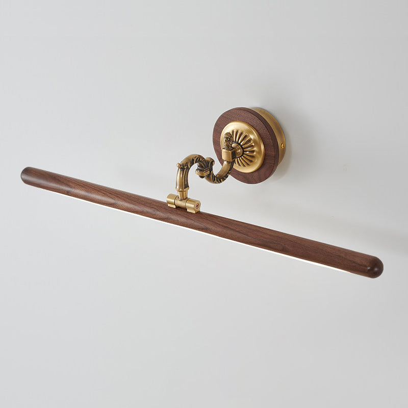 Ember Oak & Co. Adjustable Brass Walnut Picture Wall Lamp