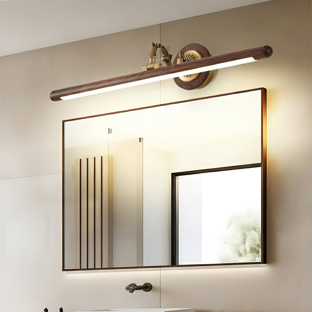 Ember Oak & Co. Adjustable Brass Walnut Picture Wall Lamp