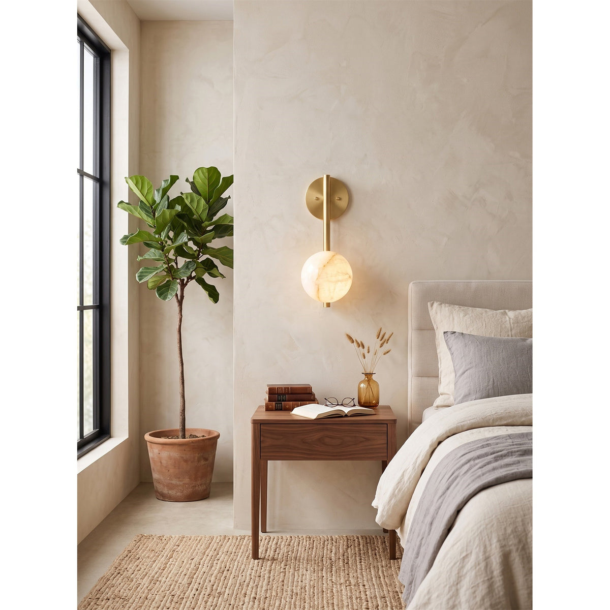 Ember Oak & Co. Adrion 14" Alabaster Wall Sconce