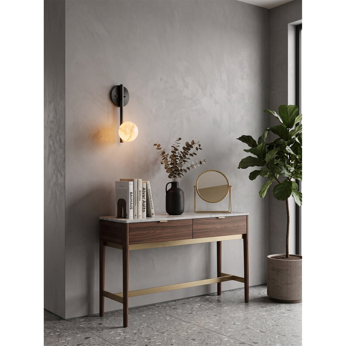 Ember Oak & Co. Adrion 14" Alabaster Wall Sconce