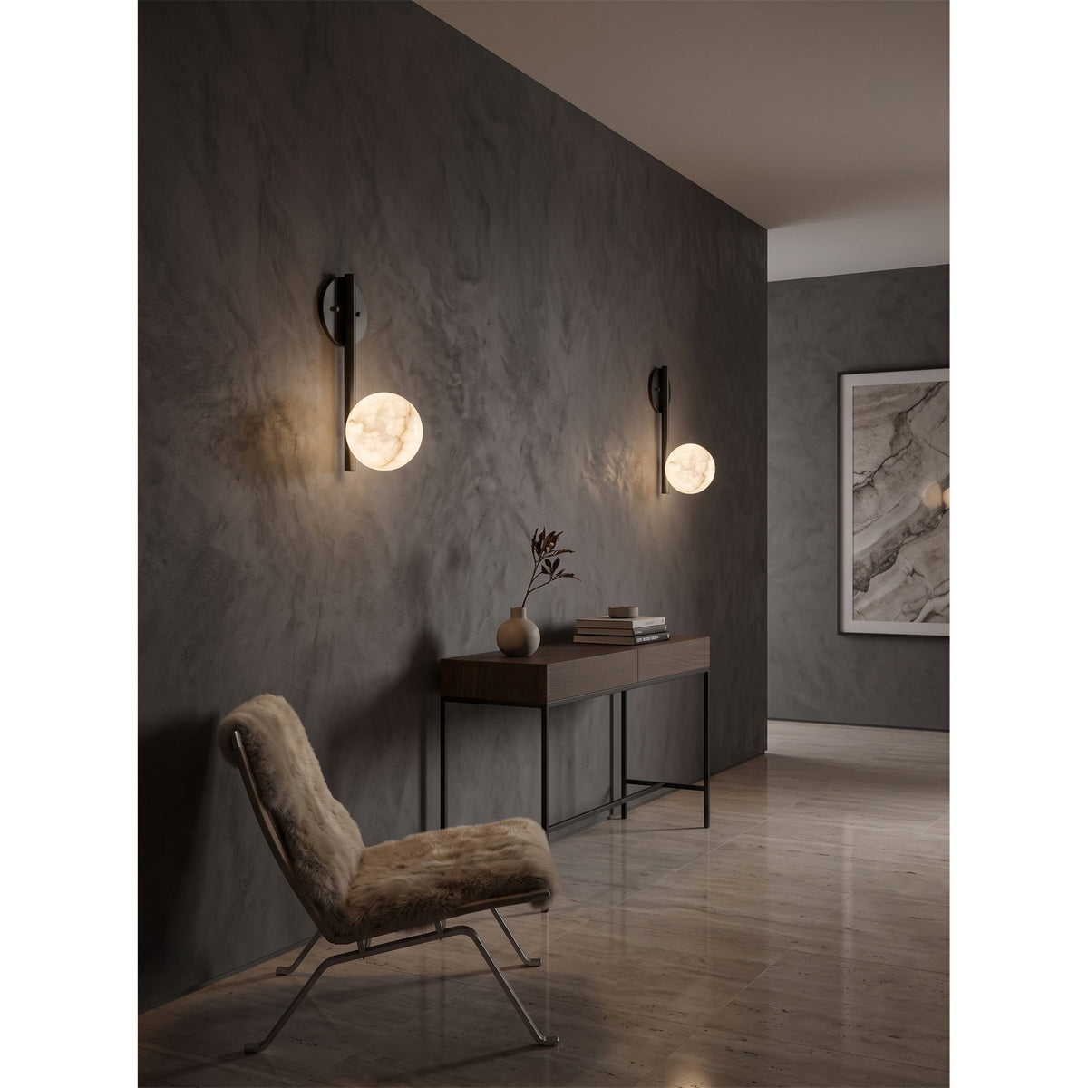 Ember Oak & Co. Adrion 14" Alabaster Wall Sconce