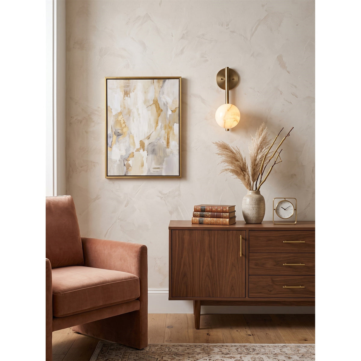 Ember Oak & Co. Adrion 14" Alabaster Wall Sconce