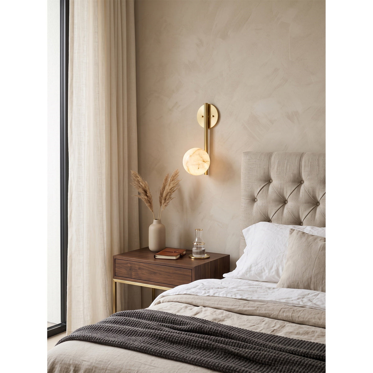 Ember Oak & Co. Adrion 14" Alabaster Wall Sconce