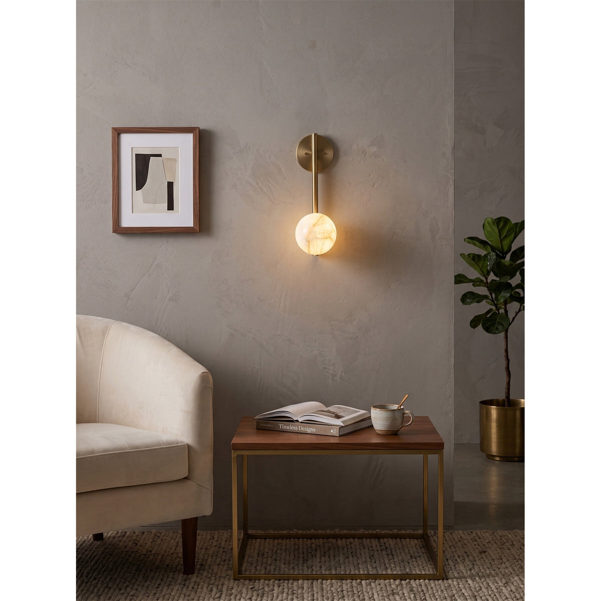 Ember Oak & Co. Adrion 14" Alabaster Wall Sconce