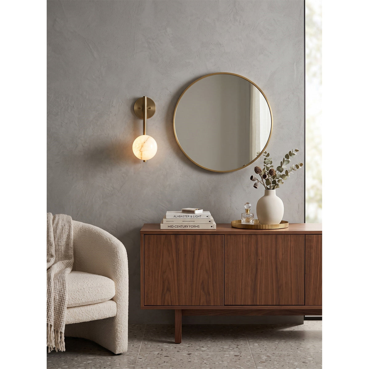 Ember Oak & Co. Adrion 14" Alabaster Wall Sconce