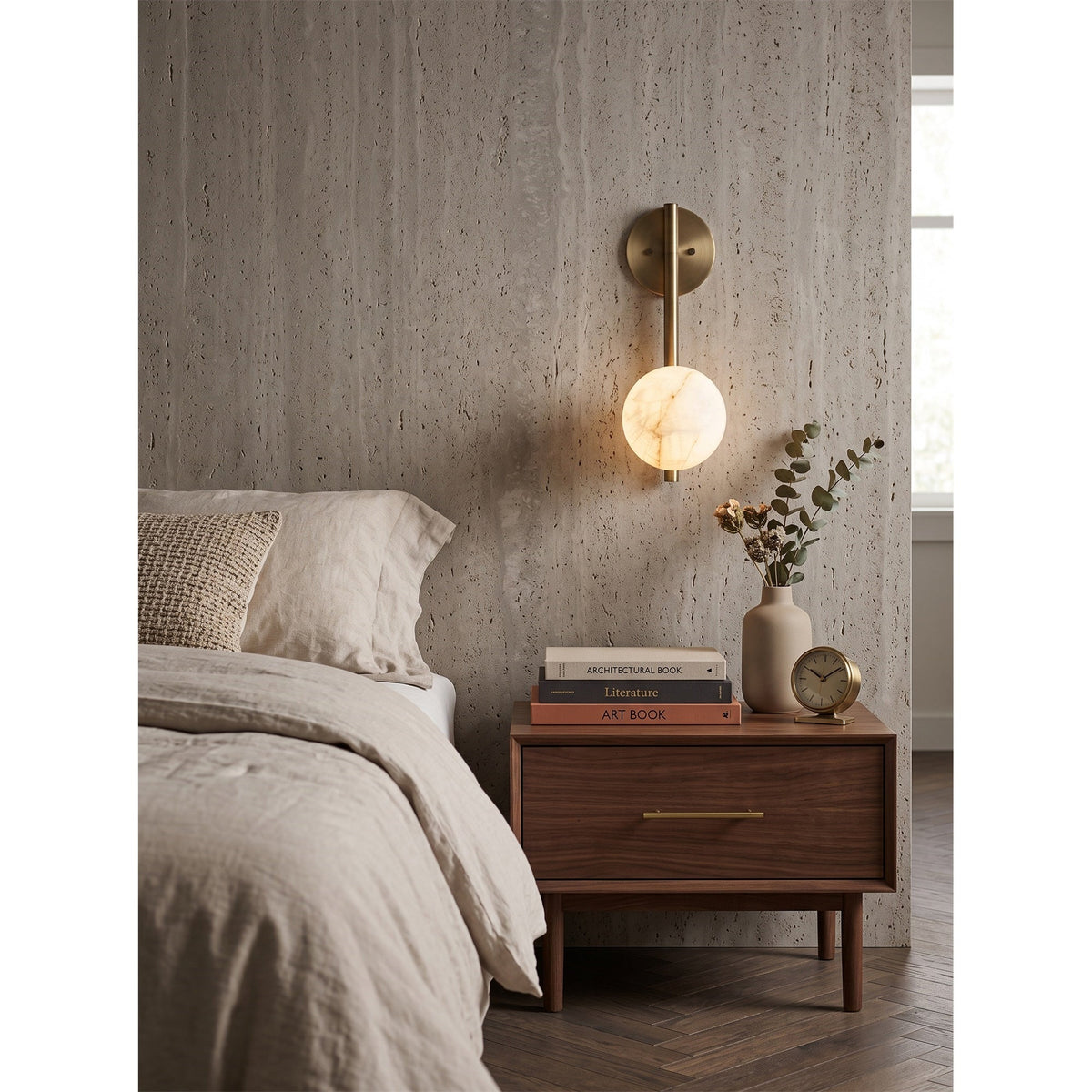 Ember Oak & Co. Adrion 14" Alabaster Wall Sconce