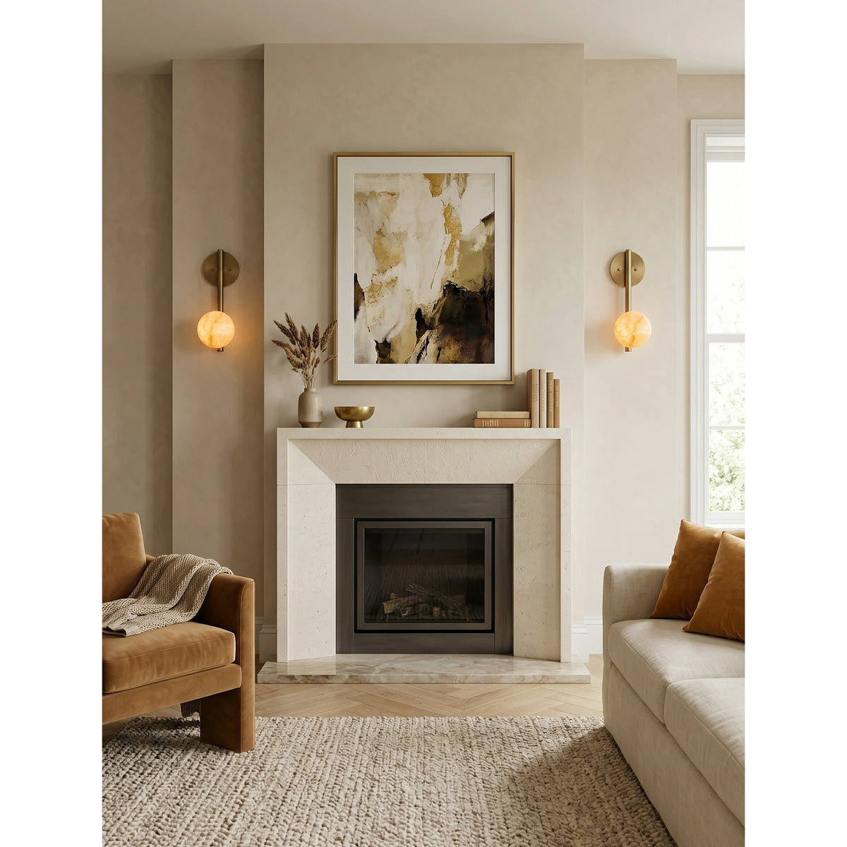 Ember Oak & Co. Adrion 14" Alabaster Wall Sconce