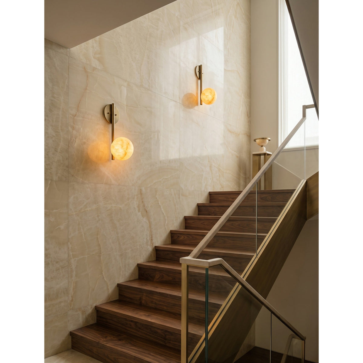 Ember Oak & Co. Adrion 14" Alabaster Wall Sconce