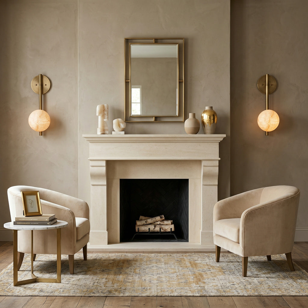 Ember Oak & Co. Adrion 14" Alabaster Wall Sconce