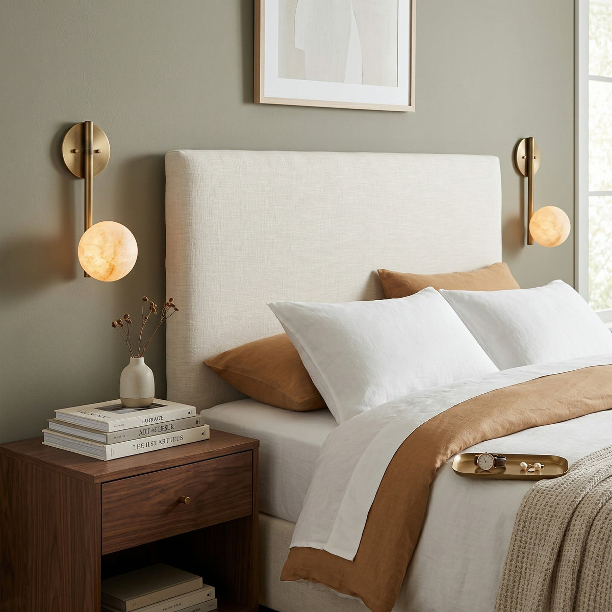 Ember Oak & Co. Adrion 14" Alabaster Wall Sconce