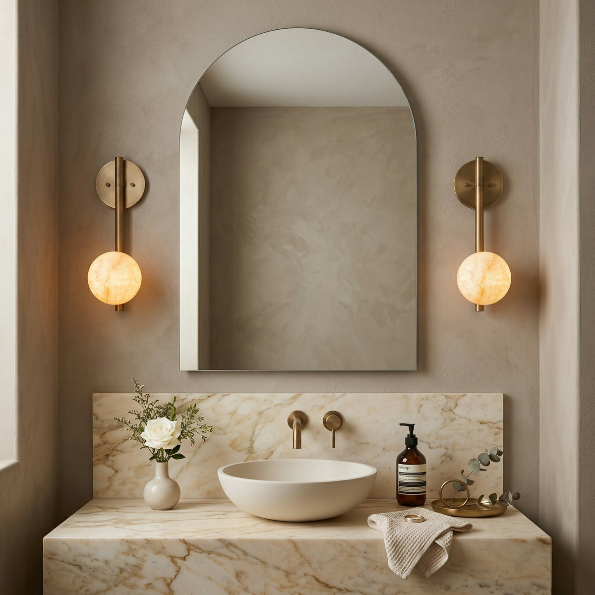 Ember Oak & Co. Adrion 14" Alabaster Wall Sconce