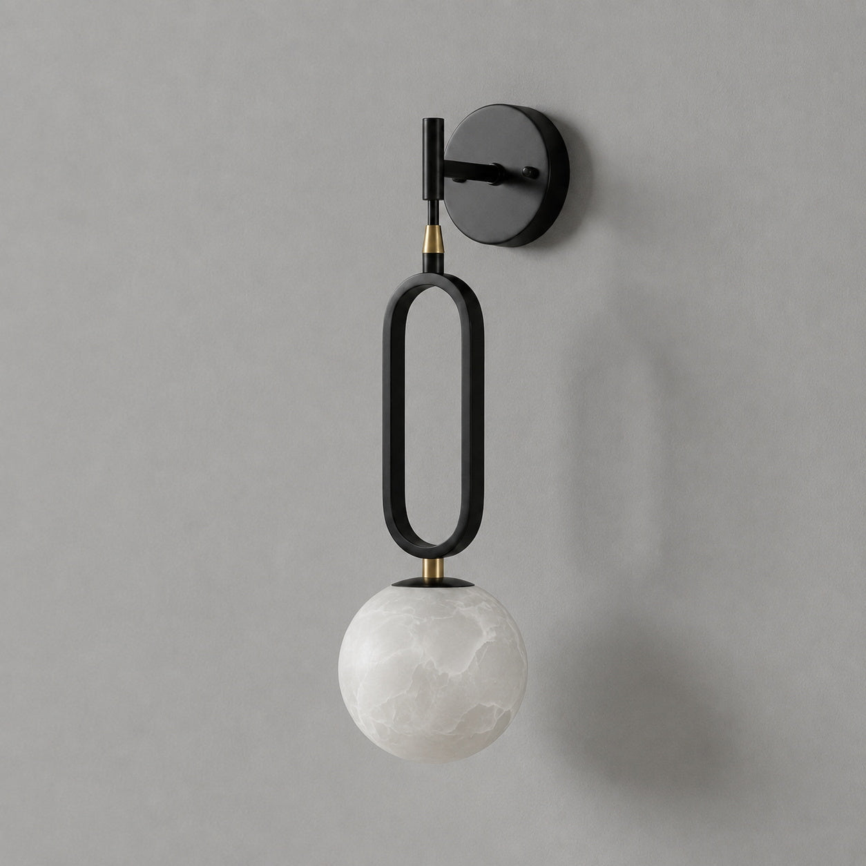 Ember Oak & Co. Alabaster Ball Wall Sconce — Natural Alabaster Stone