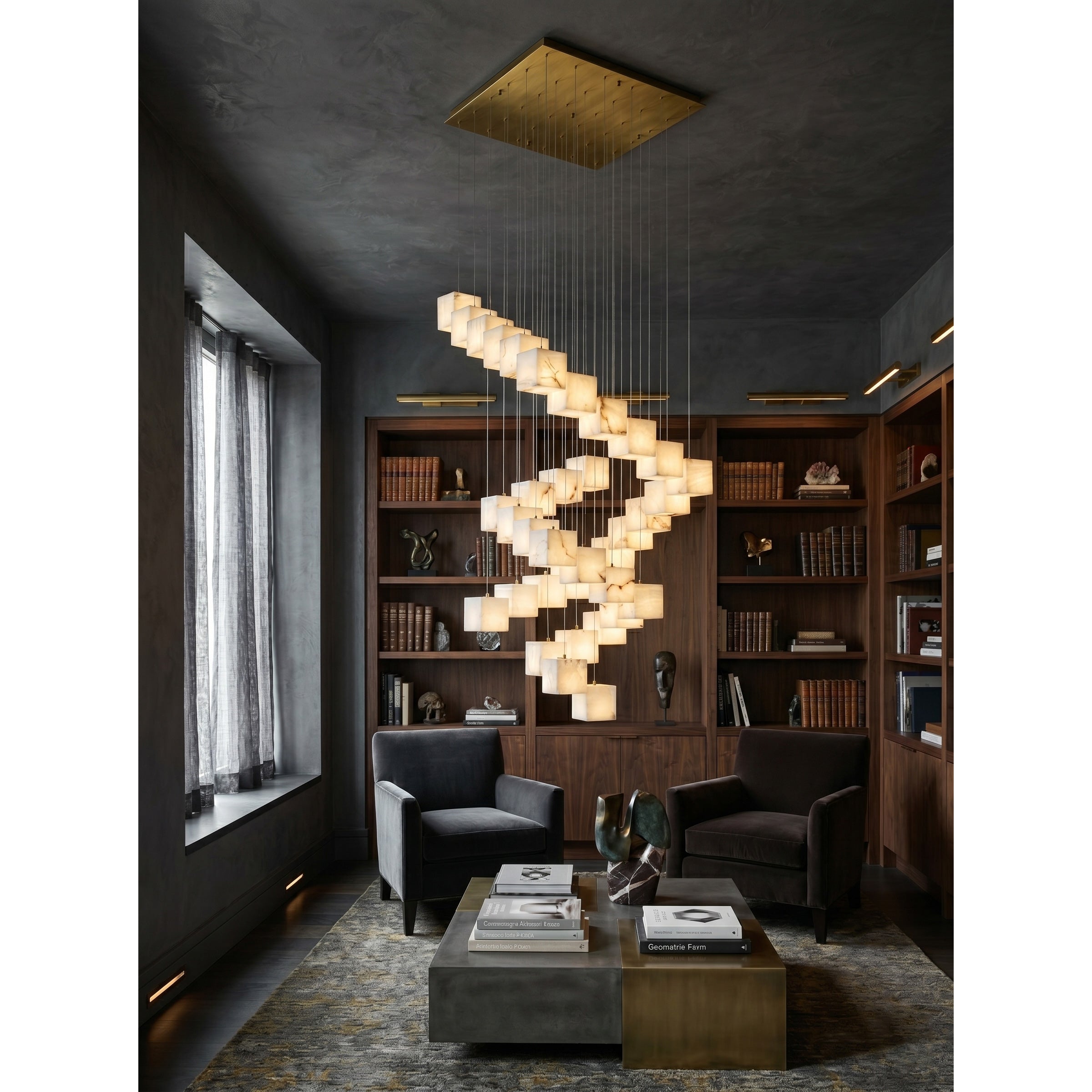 Ember Oak & Co. Alabaster Box Chandelier