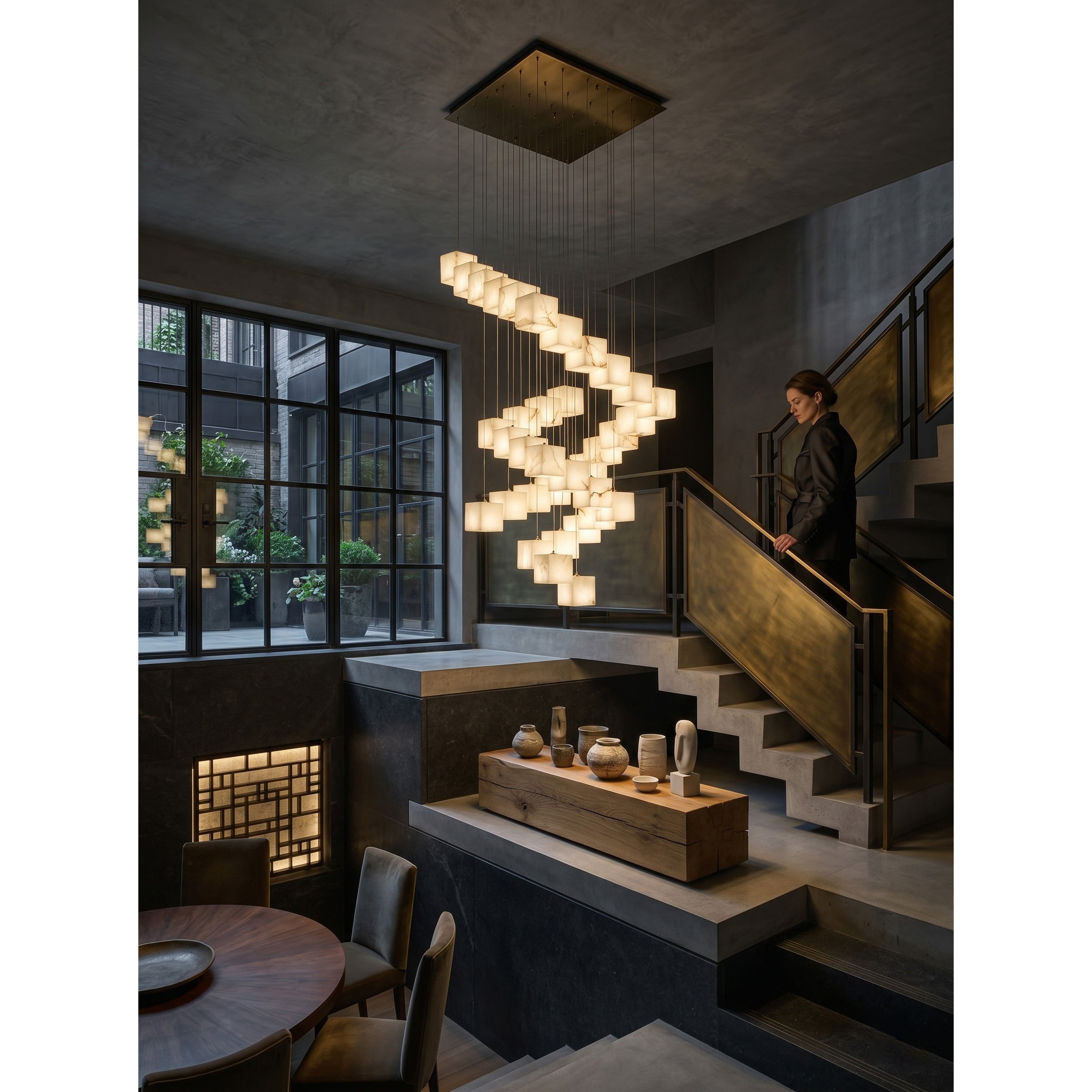 Ember Oak & Co. Alabaster Box Chandelier