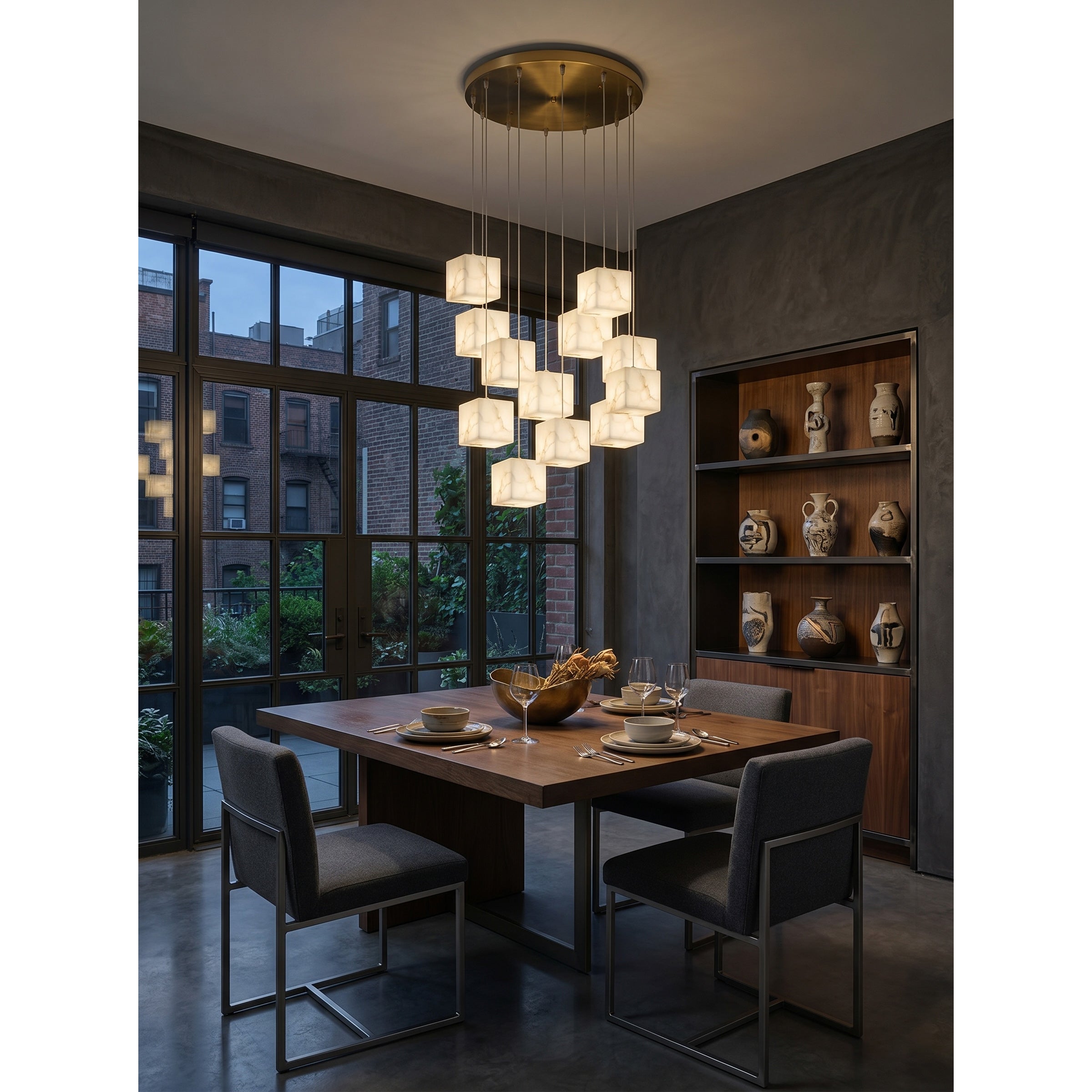 Ember Oak & Co. Alabaster Box Chandelier