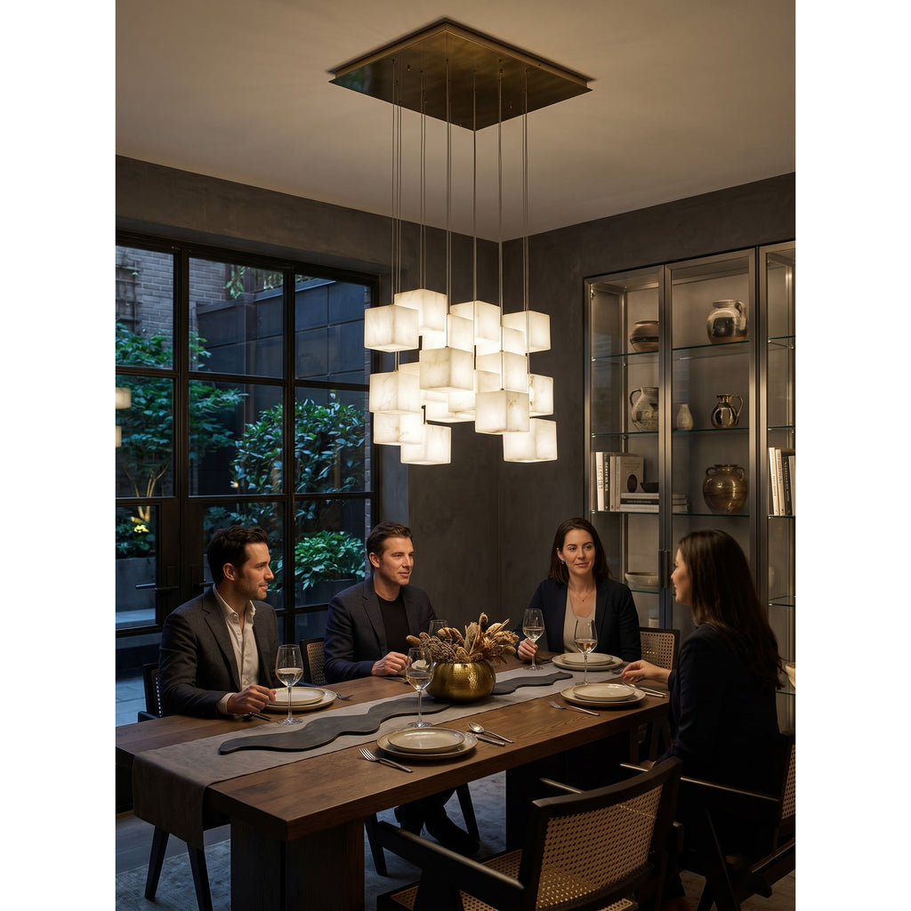 Ember Oak & Co. Alabaster Box Chandelier