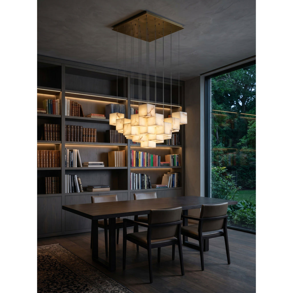 Ember Oak & Co. Alabaster Box Chandelier